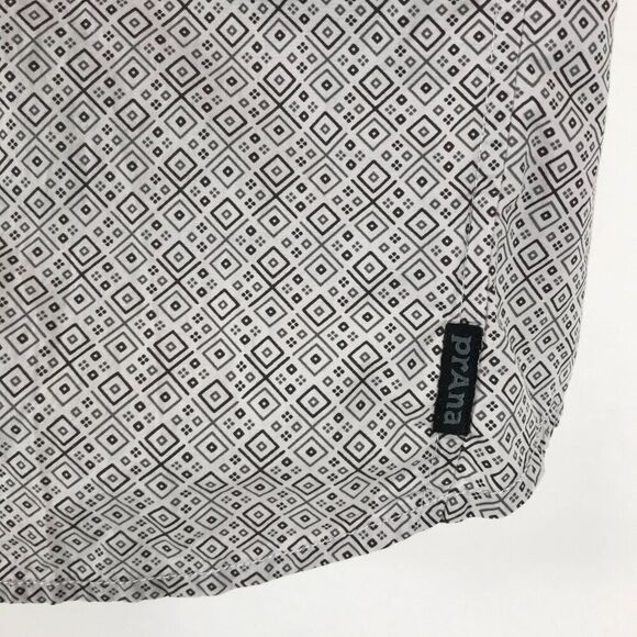 prAna Ulu Button Up Shirt Men's Small Geometric Print Short Sleeve 100% Organic - Picture 5 of 11